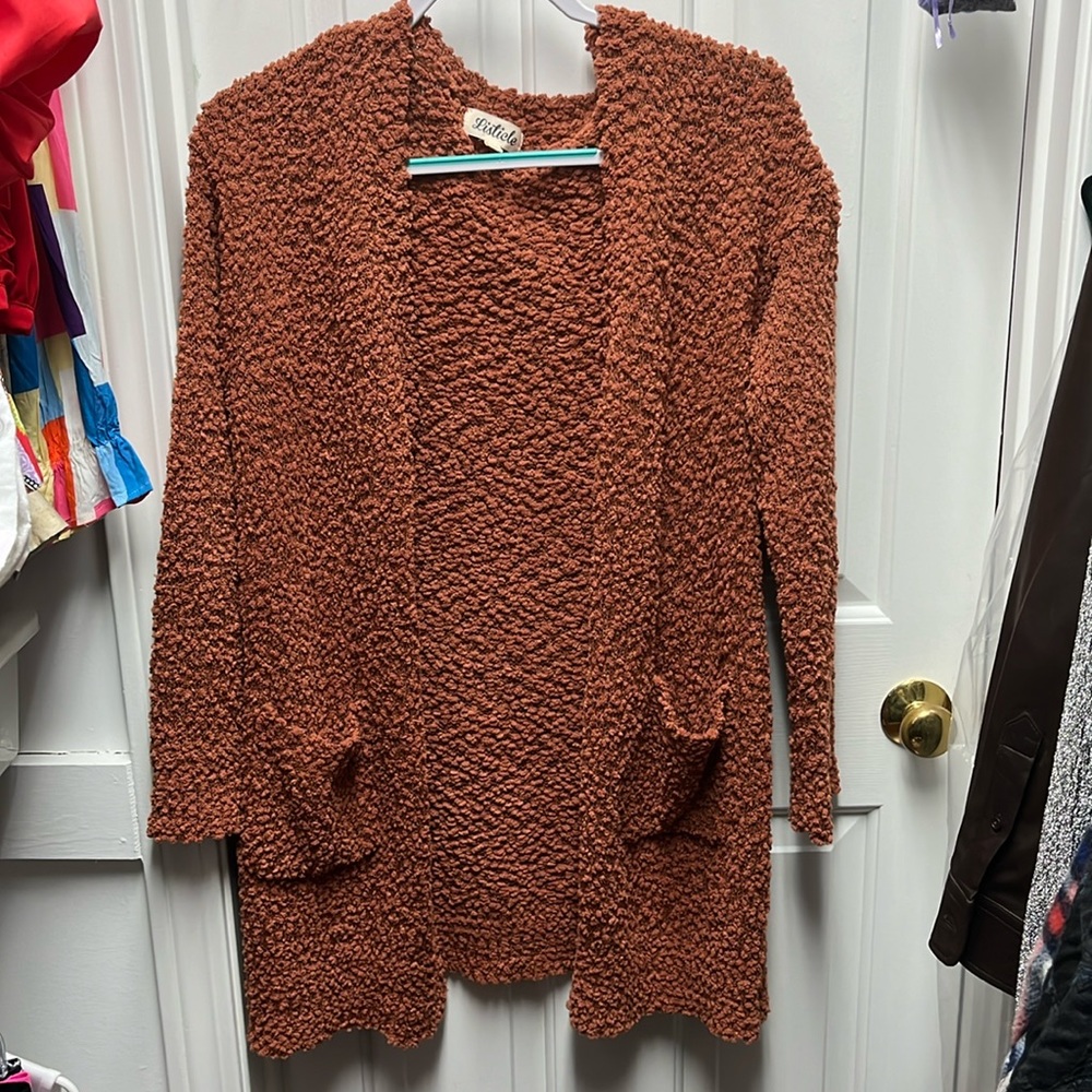 Listicle fluffy teddy bear sweater cooper color Size M